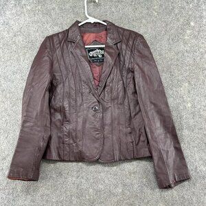 Charley's Burgundy Leather Blazer Size 8